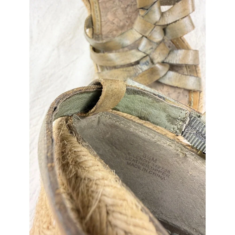 Sam Edelman Leroy Wedge Sandals Womens 5.5M Olive Green Bohemian Chic Espadrille